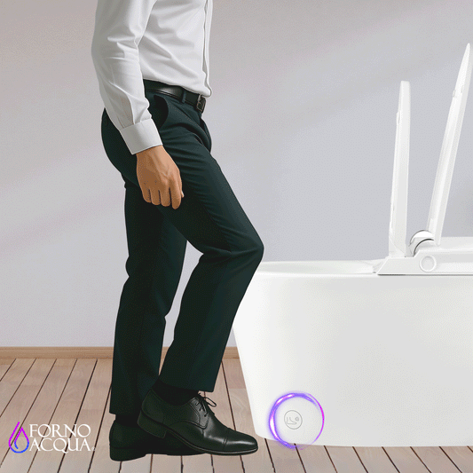 FORNO ACQUA Luxurious Smart Toilet. Includes Auto Flush, Auto Lid, Powerful Flush, sleek tankless design Ideal for Powder Rooms.