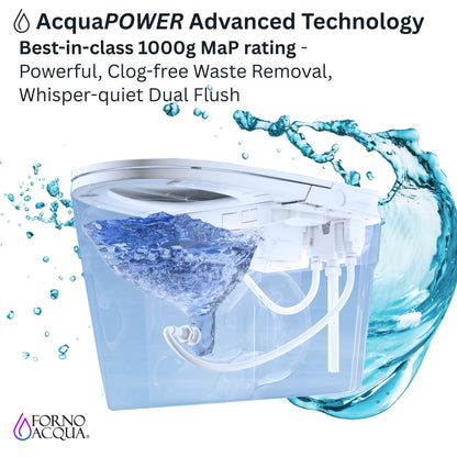 FORNO ACQUA Luxurious Smart Toilet. Includes Auto Flush, Powerful Flush, sleek tankless design Ideal for Powder Rooms.