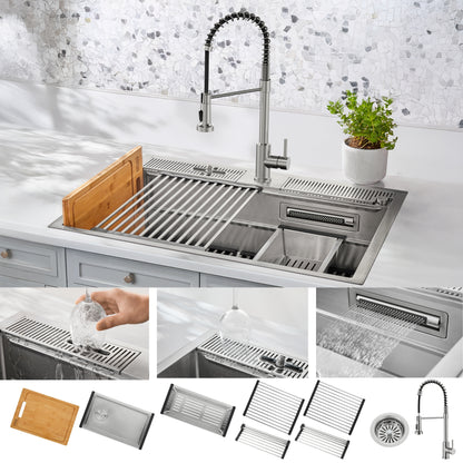FORNO ACQUA MultiSINK kit with Integrated Waterfall Rinsing and Glass Washing Station.  Includes Chef Faucet and Accessories.
