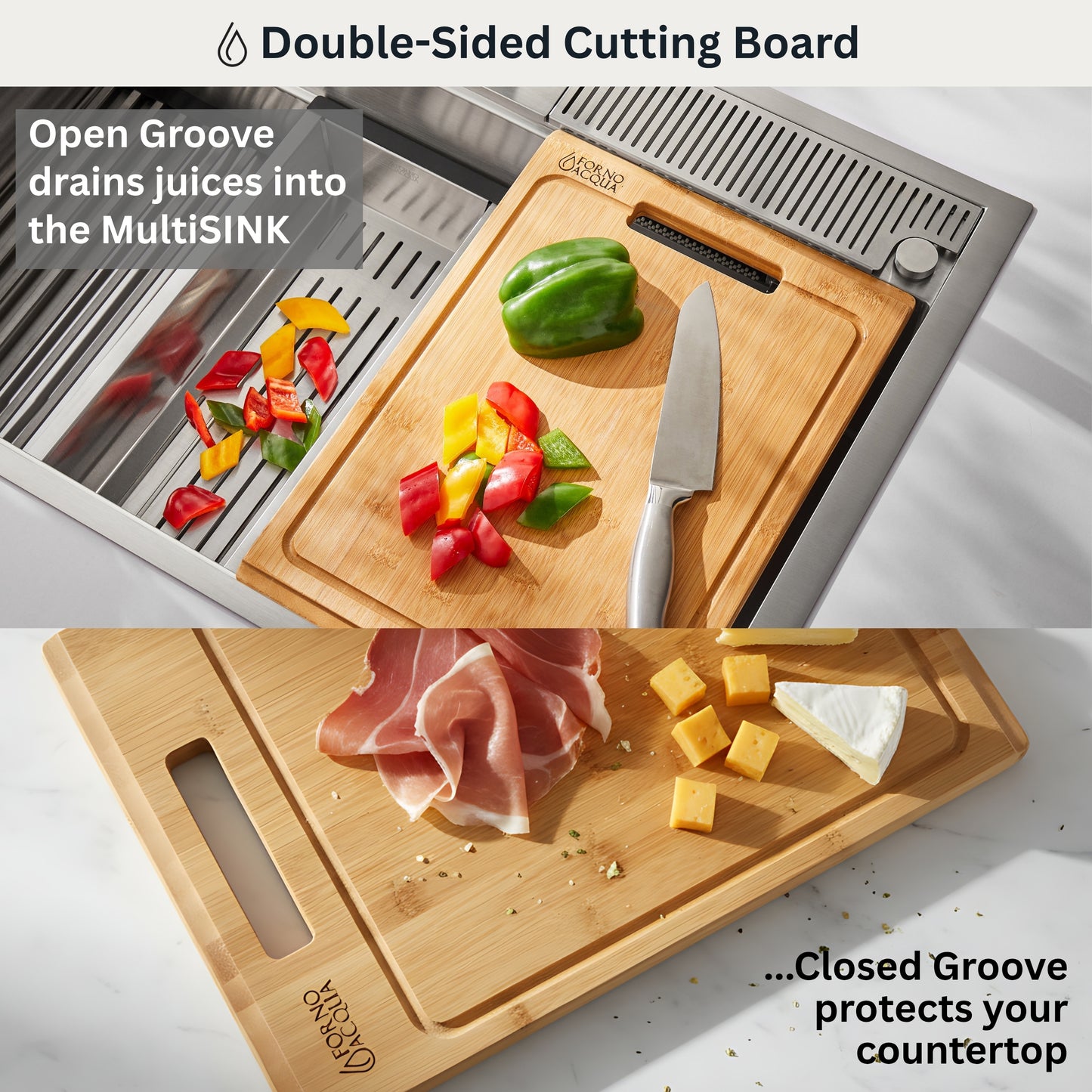 FORNO ACQUA MultiSINK kit with Integrated Waterfall Rinsing and Glass Washing Station.  Includes Chef Faucet and Accessories.