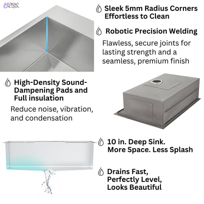 FORNO ACQUA MultiSINK kit with Integrated Waterfall Rinsing and Glass Washing Station.  Includes Chef Faucet and Accessories.