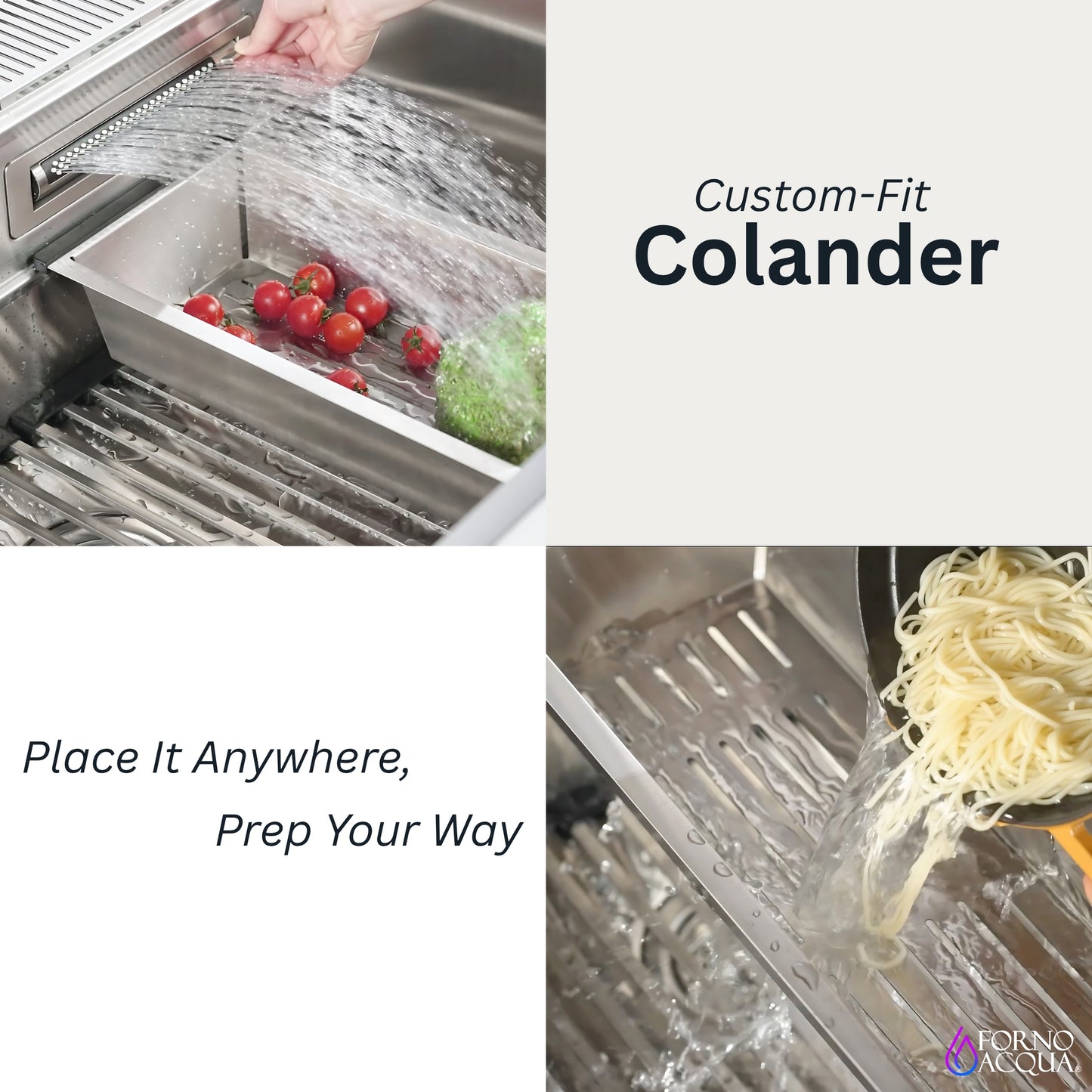 FORNO ACQUA MultiSINK kit with Integrated Waterfall Rinsing and Glass Washing Station.  Includes Chef Faucet and Accessories.