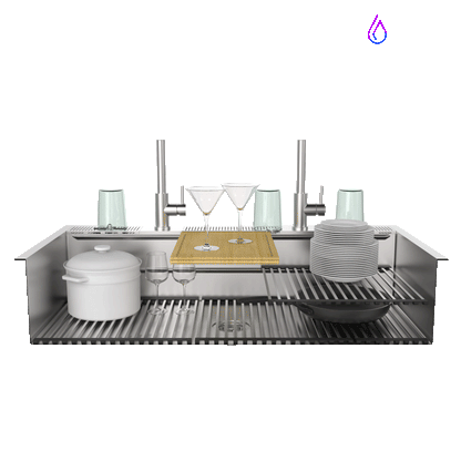 FORNO ACQUA 45 in. Undermount 3-Level Workstation MultiSINK with Custom-Fit Accessories