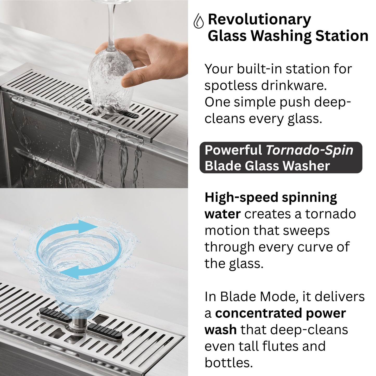 FORNO ACQUA 45 in. Drop-In/Undermount 3-Level Workstation Sink with Two Faucets & Glass Rinser