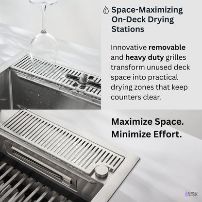 FORNO ACQUA 45 in. Drop-In/Undermount 3-Level Workstation Sink with Two Faucets & Glass Rinser