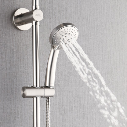 Forno Acqua AcquaSPA Retrofit Shower, Overhead Rainfall Shower, Handheld Shower Head, Body Jets, 6 Way Diverter, Brushed Nickel Finish, 2.5 GPM Flow Rate