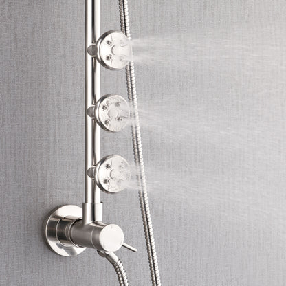 Forno Acqua AcquaSPA Retrofit Shower, Overhead Rainfall Shower, Handheld Shower Head, Body Jets, 6 Way Diverter, Brushed Nickel Finish, 1.8 GPM Flow Rate