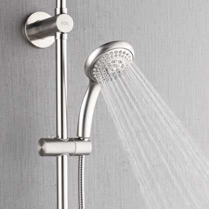 Forno Acqua AcquaSPA Retrofit Shower, Overhead Rainfall, 8 Inch Shower Head, Handheld Shower Head, Body Jets, 6 Way Diverter, Brushed Nickel Finish, 2.5 GPM Flow Rate