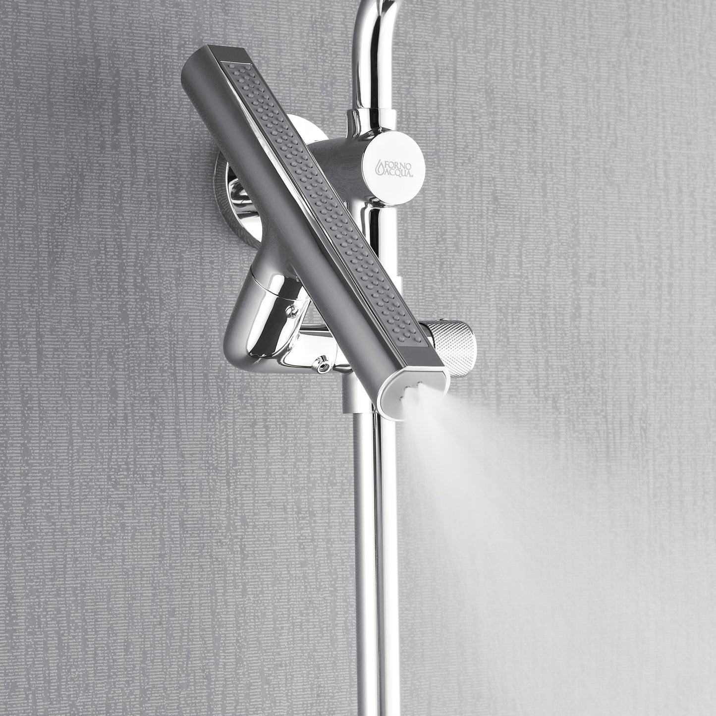 Forno Acqua AcquaFALL Shower, Polished Stainless Steel Finish, Overhead Rainfall Shower, Handheld Shower Head, Body Jets, 1.8 GPM Flow Rate