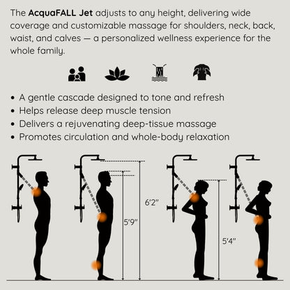 Forno Acqua AcquaFALL Shower, Brushed Nickel Finish, Overhead Rainfall Shower, Handheld Shower Head, Body Jets, 1.8 GPM Flow Rate