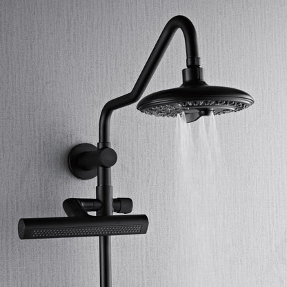 Forno Acqua AcquaFALL Shower, Matte Black Finish, Overhead Rainfall Shower, 7 Way Diverter, Handheld Shower Head, Body Jets, 1.8 GPM Flow Rate