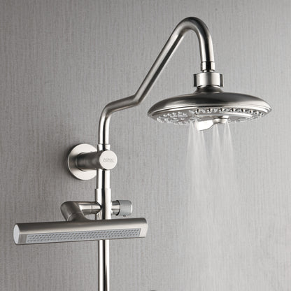 Forno Acqua AcquaFALL Shower, Brushed Nickel Finish, Overhead Rainfall Shower, 7 Way Diverter, Handheld Shower Head, Body Jets, 1.8 GPM Flow Rate