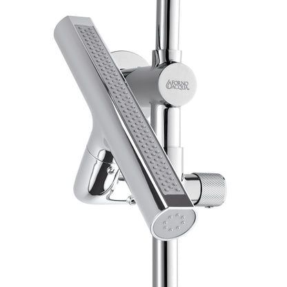 Forno Acqua AcquaFALL Shower, Polished Stainless Steel Finish, Overhead Rainfall Shower, 7 Way Diverter, Handheld Shower Head, Body Jets, 1.8 GPM Flow Rate