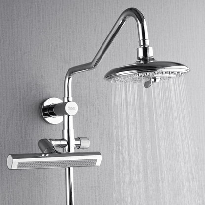 Forno Acqua AcquaFALL Shower, Polished Stainless Steel Finish, Overhead Rainfall Shower, 7 Way Diverter, Handheld Shower Head, Body Jets, 1.8 GPM Flow Rate