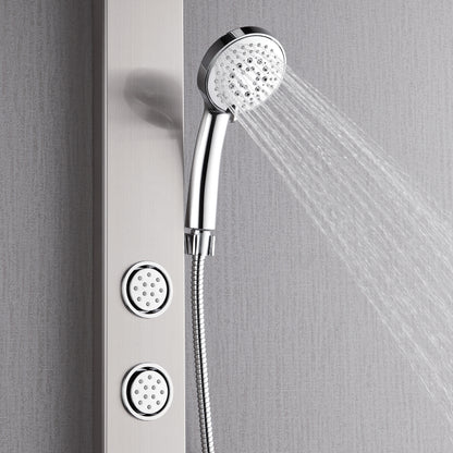Forno Acqua AcquaSPA Shower Panel in Stainless Steel, Overhead Rainfall Shower, Handheld Shower Head, Body Jets, 1.8 GPM Flow Rate