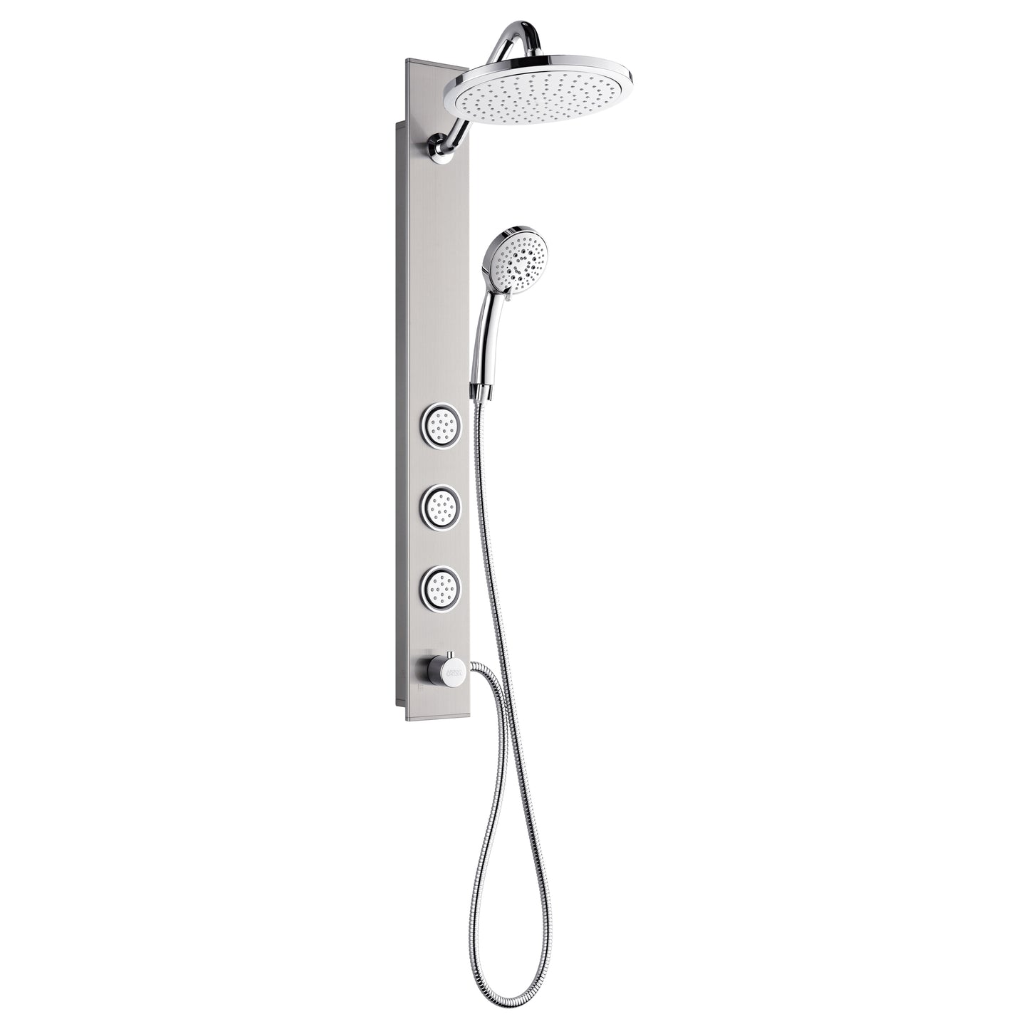 Forno Acqua AcquaSPA Shower Panel with SensoTemp, Stainless Steel, Overhead Rainfall Shower, Handheld Shower Head, Body Jets, 1.8 GPM Flow Rate
