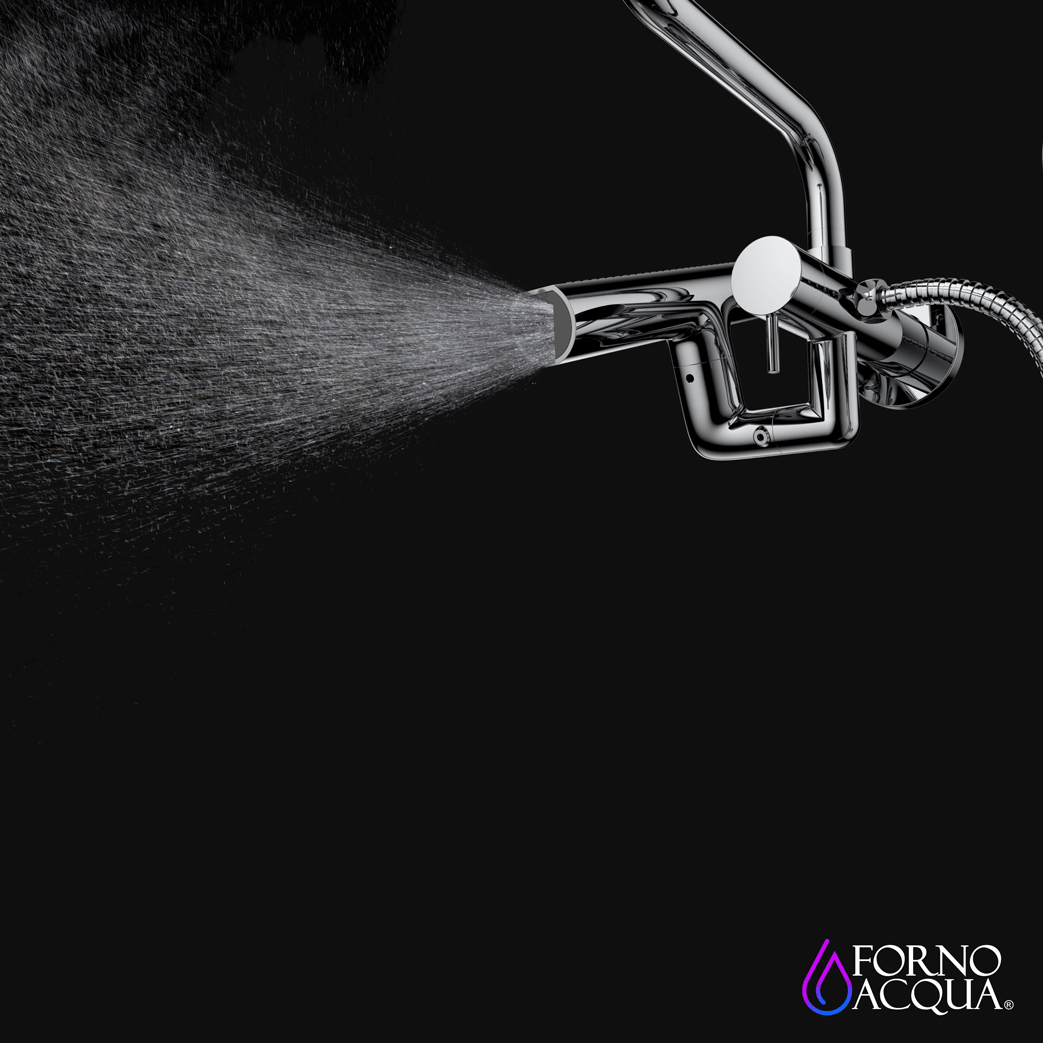 Forno Acqua AcquaFALL Mini 8 Inch Shower Head, Matte Black Finish, Overhead Rainfall Shower, Handheld Shower Head, Body Jets, 2.5 GPM Flow Rate