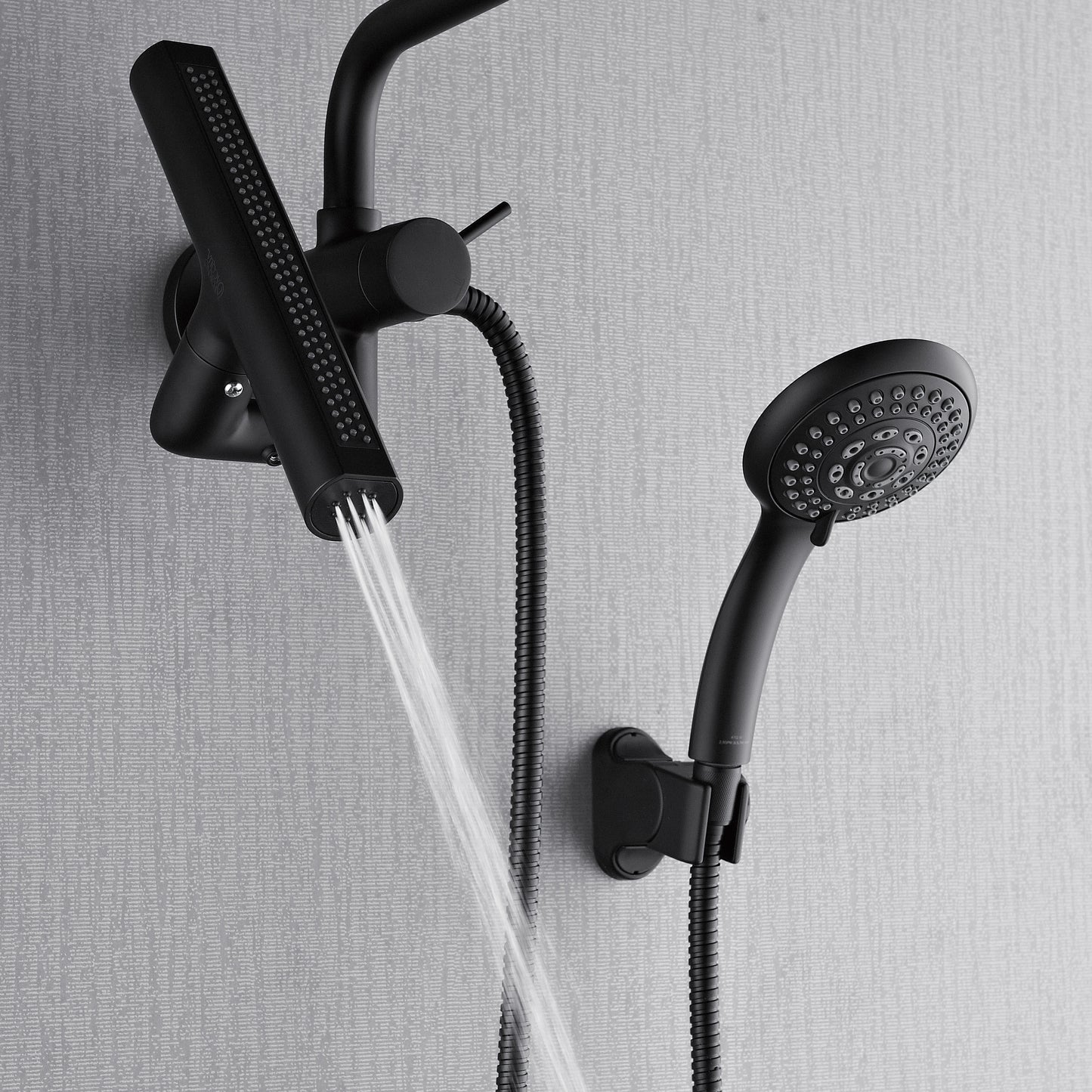 Forno Acqua AcquaFALL Mini 8 Inch Shower Head, Matte Black Finish, Overhead Rainfall Shower, Handheld Shower Head, Body Jets, 2.5 GPM Flow Rate