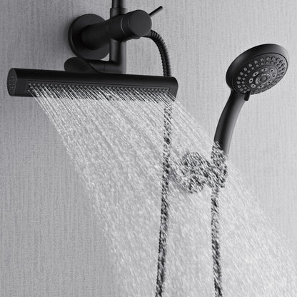 Forno Acqua AcquaFALL Mini 8 Inch Shower Head, Matte Black Finish, Overhead Rainfall Shower, Handheld Shower Head, Body Jets, 2.5 GPM Flow Rate