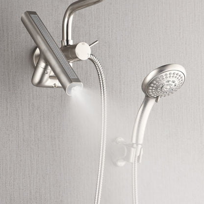 Forno Acqua AcquaFALL Mini 8 Inch Shower Head, Brushed Nickel Finish, Overhead Rainfall Shower, Handheld Shower Head, Body Jets, 2.5 GPM Flow Rate