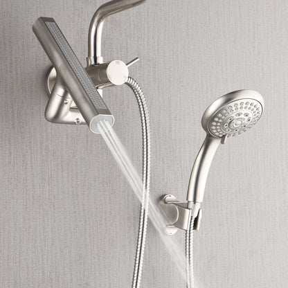 Forno Acqua AcquaFALL Mini 8 Inch Shower Head, Brushed Nickel Finish, Overhead Rainfall Shower, Handheld Shower Head, Body Jets, 2.5 GPM Flow Rate