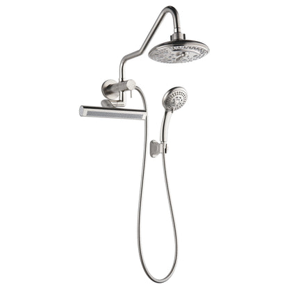 Forno Acqua AcquaFALL Mini 8 Inch Shower Head, Brushed Nickel Finish, Overhead Rainfall Shower, Handheld Shower Head, Body Jets, 2.5 GPM Flow Rate