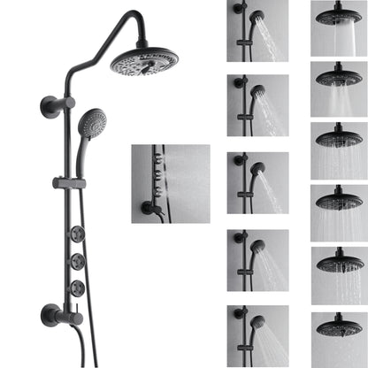 Forno Acqua AcquaSPA Retrofit Shower, Overhead Rainfall, 8 Inch Shower Head, Handheld Shower Head, Body Jets, 6 Way Diverter, Matte Black Finish, 2.5 GPM Flow Rate