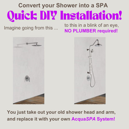 Forno Acqua AcquaSPA Retrofit Shower, Overhead Rainfall, 8 Inch Shower Head, Handheld Shower Head, Body Jets, 6 Way Diverter, Brushed Nickel Finish, 1.8 GPM Flow Rate