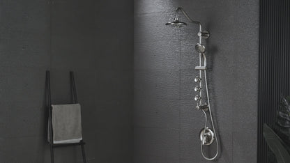 Forno Acqua AcquaSPA Retrofit Shower, Overhead Rainfall, 8 Inch Shower Head, Handheld Shower Head, Body Jets, 6 Way Diverter, Matte Black Finish, 2.5 GPM Flow Rate