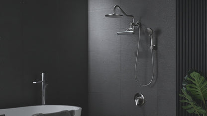 Forno Acqua AcquaFALL Mini Shower Head, Brushed Nickel Finish, Overhead Rainfall Shower, 7 Way Diverter, Handheld Shower Head, Body Jets, 2.5 GPM Flow Rate